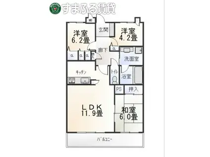 パクスフォーレ(3LDK/4階)の間取り写真