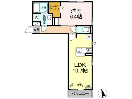 コンフォート水主町(1LDK/2階)の間取り写真