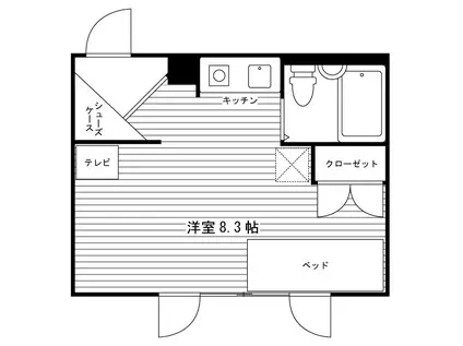 クリエイト320(ワンルーム/2階)の間取り写真