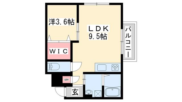 プレミール小野王子町(1LDK/3階)の間取り写真