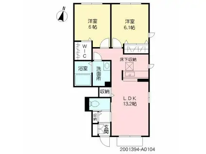 フォレナミユキ A棟(2LDK/1階)の間取り写真