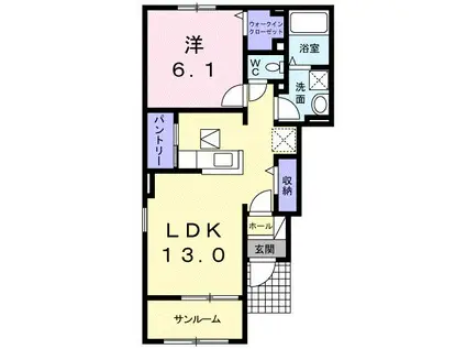 ブリーズ ガーデン(1LDK/1階)の間取り写真