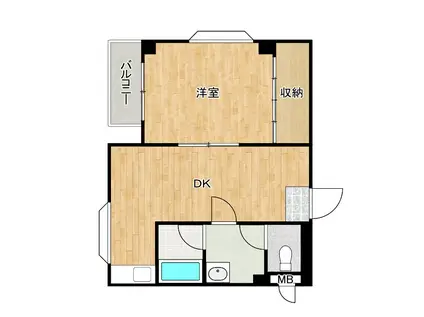 グランドハイツ万代東(1DK/9階)の間取り写真