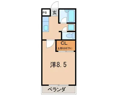 パールマンション金谷川(1K/2階)の間取り写真
