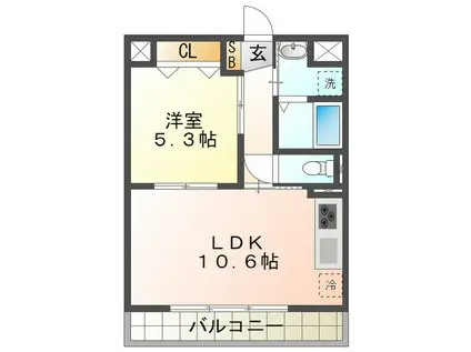塔世西裏MSビル(1LDK/2階)の間取り写真