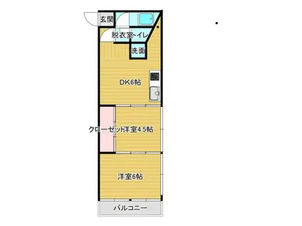 秋葉コーポ(2DK/3階)の間取り写真