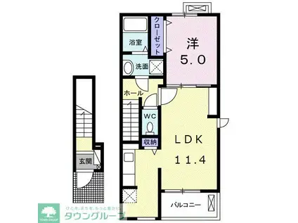 ラ・ナチュール I(1LDK/2階)の間取り写真