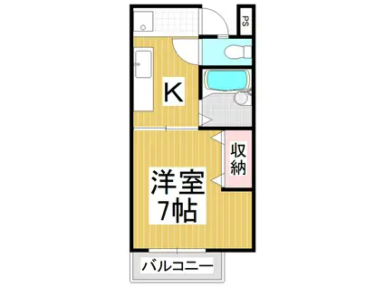 グローリーハイツA/B(1K/2階)の間取り写真