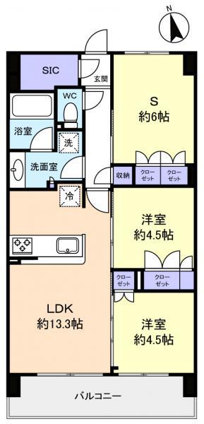 スカイグランデ津田沼(2SLDK/1階)の間取り写真