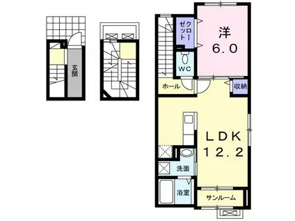 メゾン ウィング ウエスト(1LDK/3階)の間取り写真