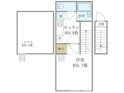 テラス学芸大(1K/2階)の間取り写真