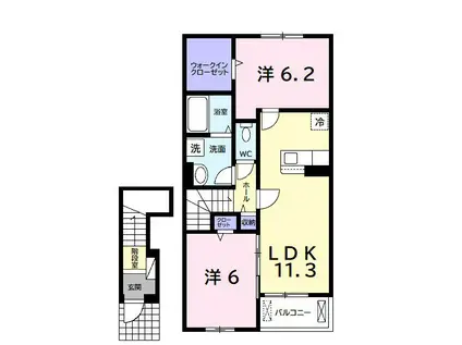 メゾン ド プリューム II(2LDK/2階)の間取り写真