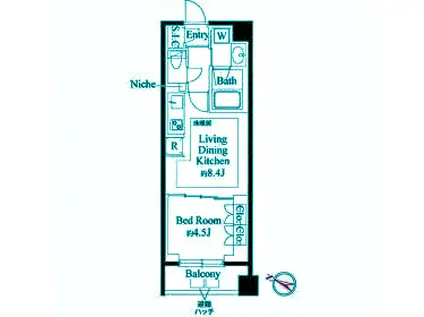 343レジデンス目黒Ⅰ(1LDK/3階)の間取り写真