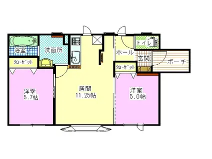 ONLYワン(2LDK/1階)の間取り写真