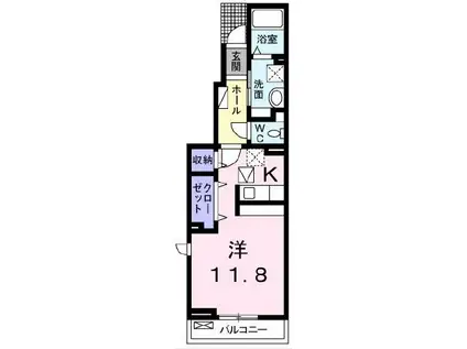 ハピネス 縁 II(1K/1階)の間取り写真