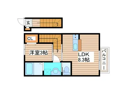 フォレス北仙台II(1LDK/2階)の間取り写真
