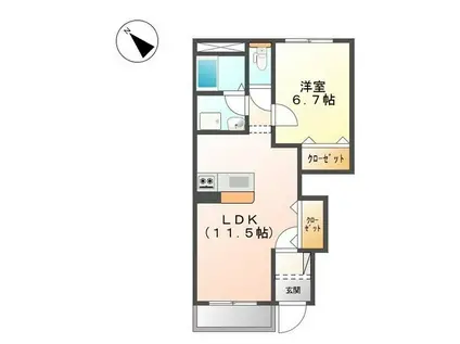 コンフィード本橋II(1LDK/1階)の間取り写真