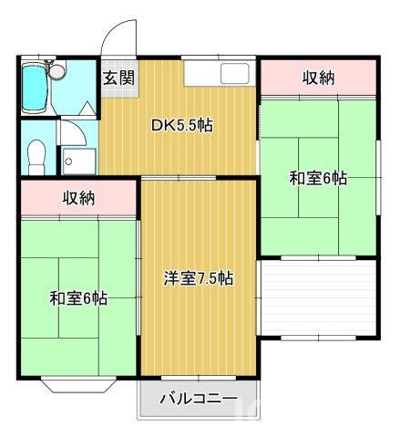 コーポサンフラワー(3DK/1階)の間取り写真