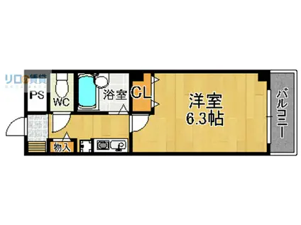 イースガーデン(1K/4階)の間取り写真