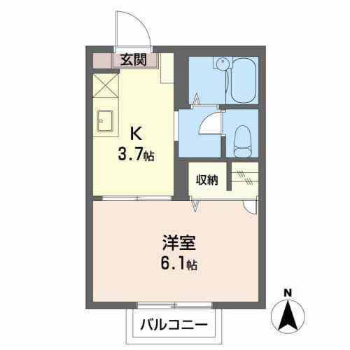 SHINING STAR(1K/2階)の間取り写真