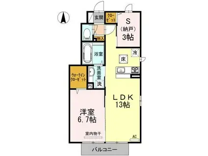 アプローズコート(1SLDK/1階)の間取り写真
