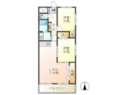 NEW CAMELLIA(2LDK/3階)の間取り写真