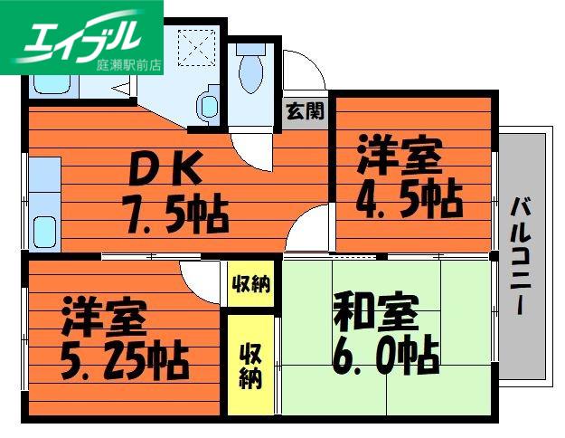 マンションくるみ(3DK/2階)の間取り写真