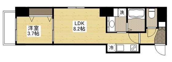 月光広島(1LDK/8階)の間取り写真