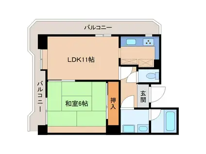 プルミエール鹿野(1LDK/4階)の間取り写真