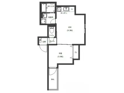 D PORTA VIOLA(1LDK/1階)の間取り写真