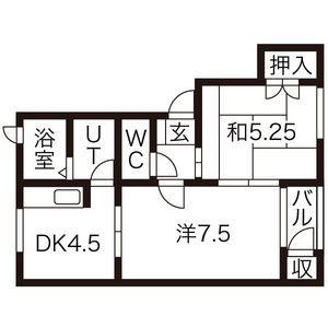 ミルリジェールD(2DK/2階)の間取り写真