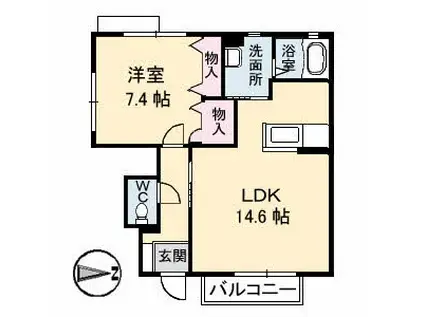 クィーンズコート I棟(1LDK/1階)の間取り写真