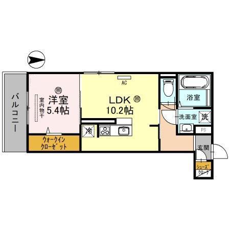 THEBONDS三井寺(1LDK/2階)の間取り写真