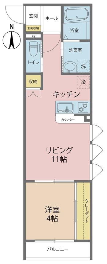 エミネンスAWARA(1LDK/1階)の間取り写真