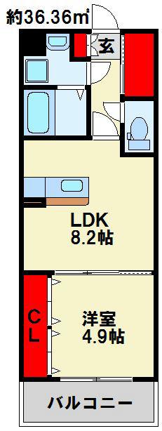 ビクトワール歯大前(1LDK/6階)の間取り写真