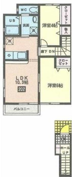 グランメール・オオタ(2LDK/2階)の間取り写真