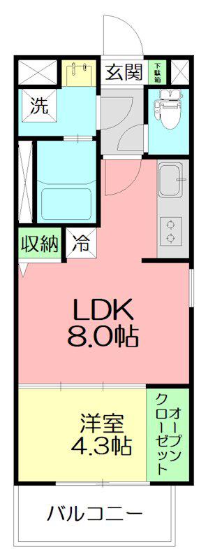 LIEBE WATANABE(1LDK/4階)の間取り写真