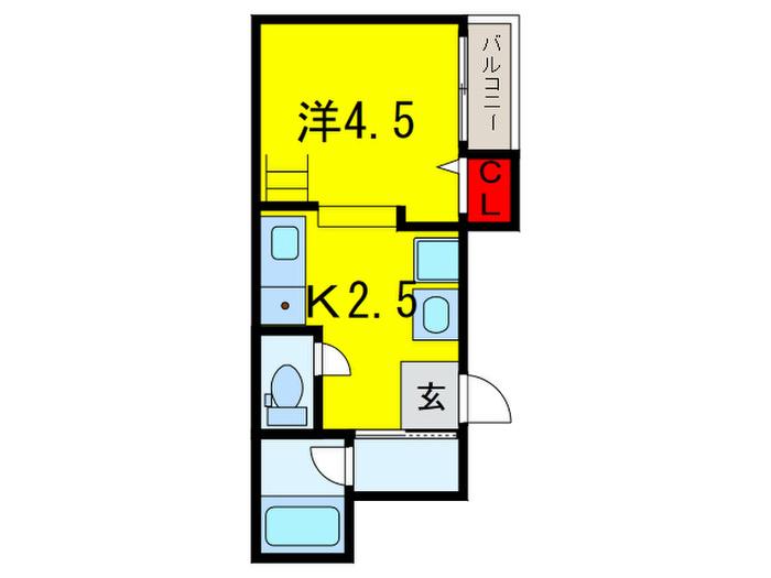グランビア甲斐町東(1K/2階)の間取り写真