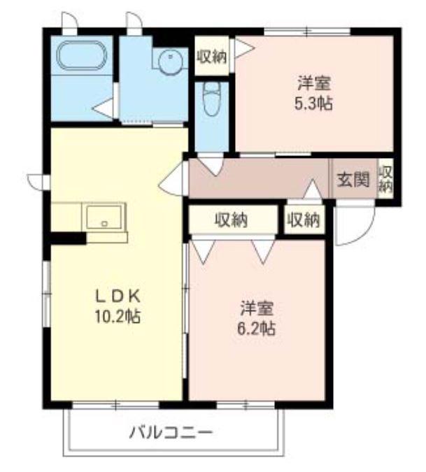 ファミール柏井A(2LDK/1階)の間取り写真