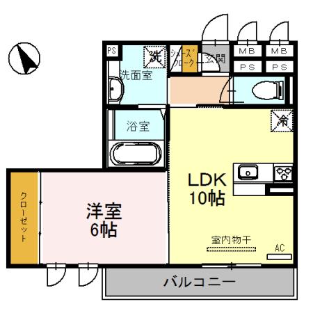 プリムローズ・佳音(1LDK/2階)の間取り写真