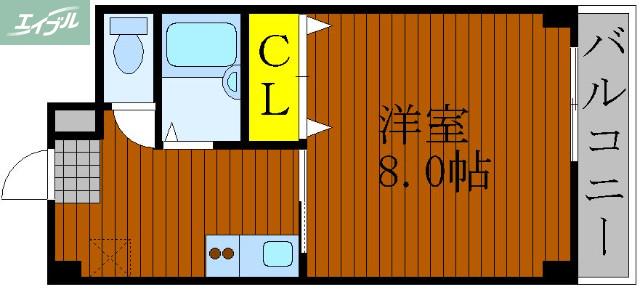 ベルメゾン山田II号館(1K/1階)の間取り写真