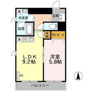 ロータス亀島(1LDK/5階)の間取り写真