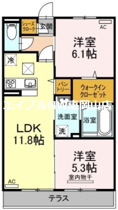 メゾンドソレイユ(2LDK/1階)の間取り写真