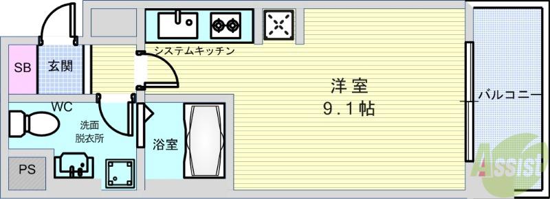 ホープ池田満寿美町(ワンルーム/4階)の間取り写真