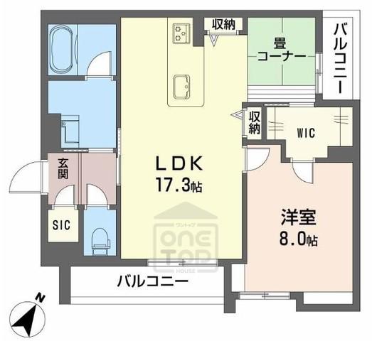 シャーメゾン レビリオ(1LDK/2階)の間取り写真