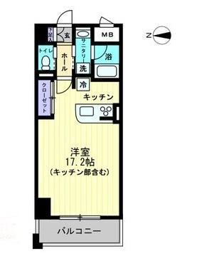 アルファレガロ中央町(1K/2階)の間取り写真