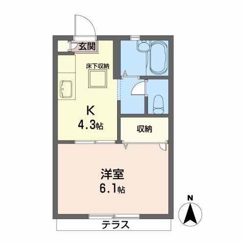 メゾンせきれい(1K/1階)の間取り写真