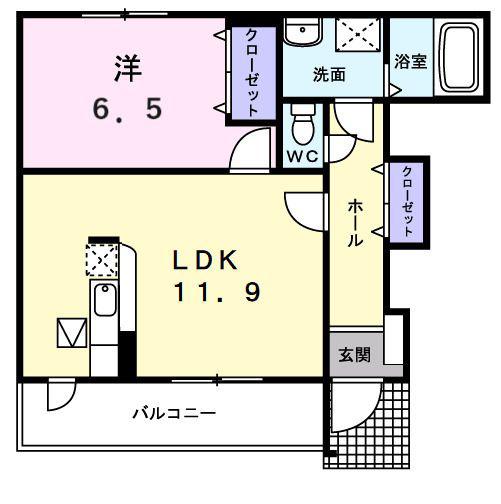 エトワールA(1LDK/1階)の間取り写真