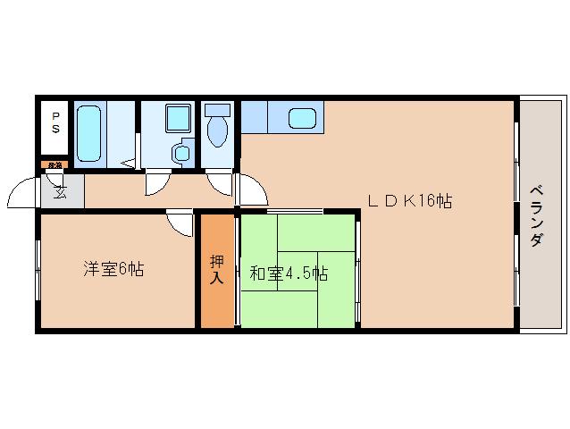 シャトー福田1号館(2LDK/3階)の間取り写真