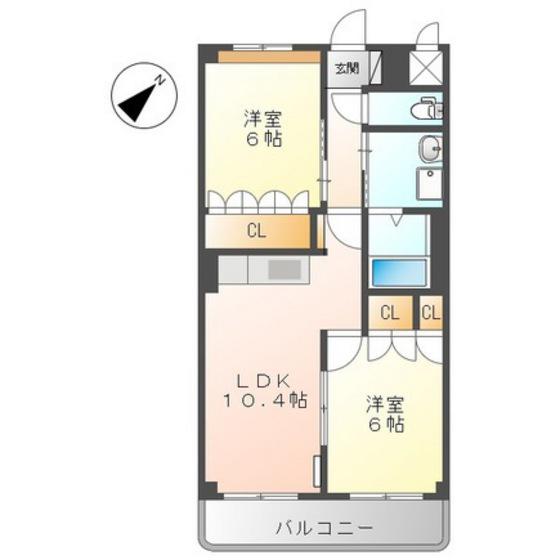 COURT SHORE(2LDK/3階)の間取り写真